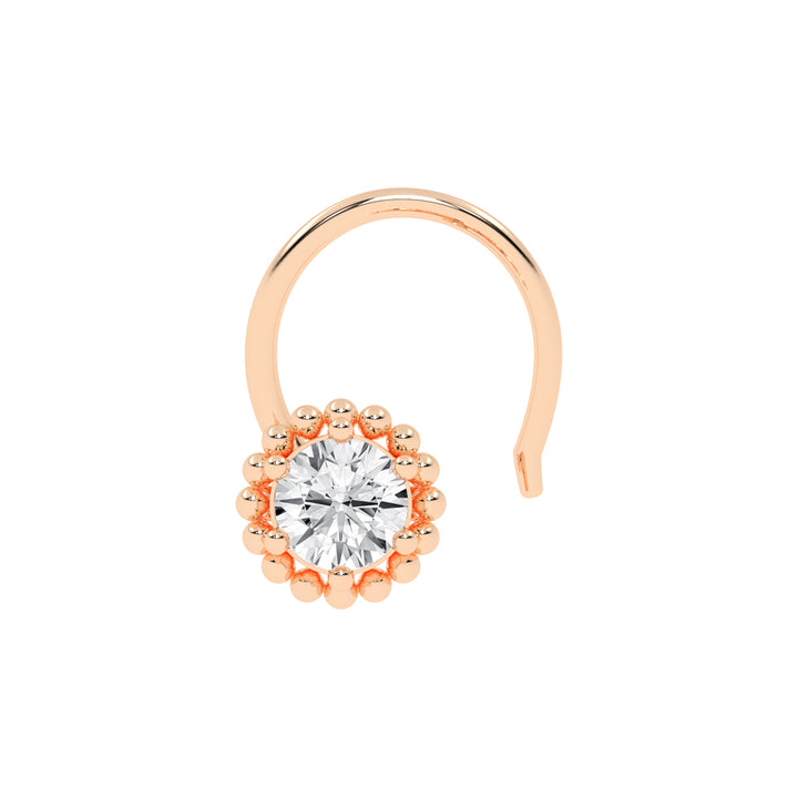 Rose-Hued Beaded Halo Nose Pin