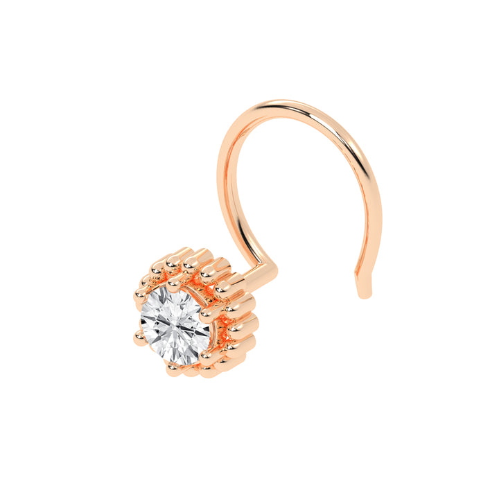 Rose-Hued Beaded Halo Nose Pin