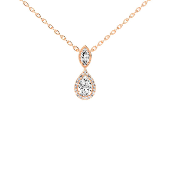 Novae Tear Drop Pear Cut Halo Lab Diamond Pendant