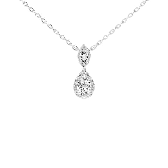 Novae Tear Drop Pear Cut Halo Lab Diamond Pendant