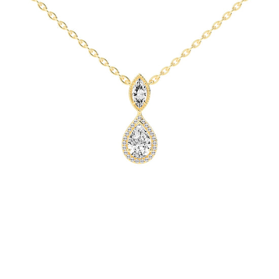 Novae Tear Drop Pear Cut Halo Lab Diamond Pendant