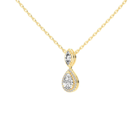 Novae Tear Drop Pear Cut Halo Lab Diamond Pendant