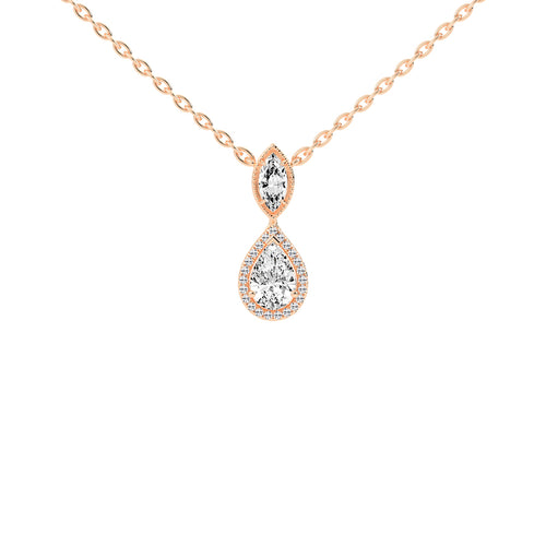 Novae Tear Drop Pear Cut Halo Lab Diamond Pendant