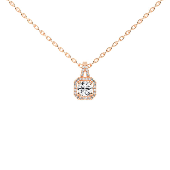 Irisia Stone Studded Round Cut Halo Lab Diamond Pendant