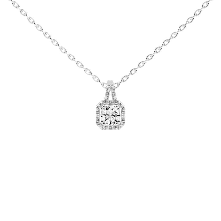 Irisia Stone Studded Round Cut Halo Lab Diamond Pendant