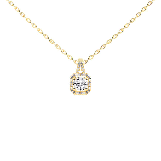 Irisia Stone Studded Round Cut Halo Lab Diamond Pendant