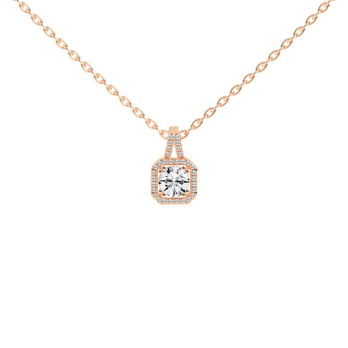 Irisia Stone Studded Round Cut Halo Lab Diamond Pendant