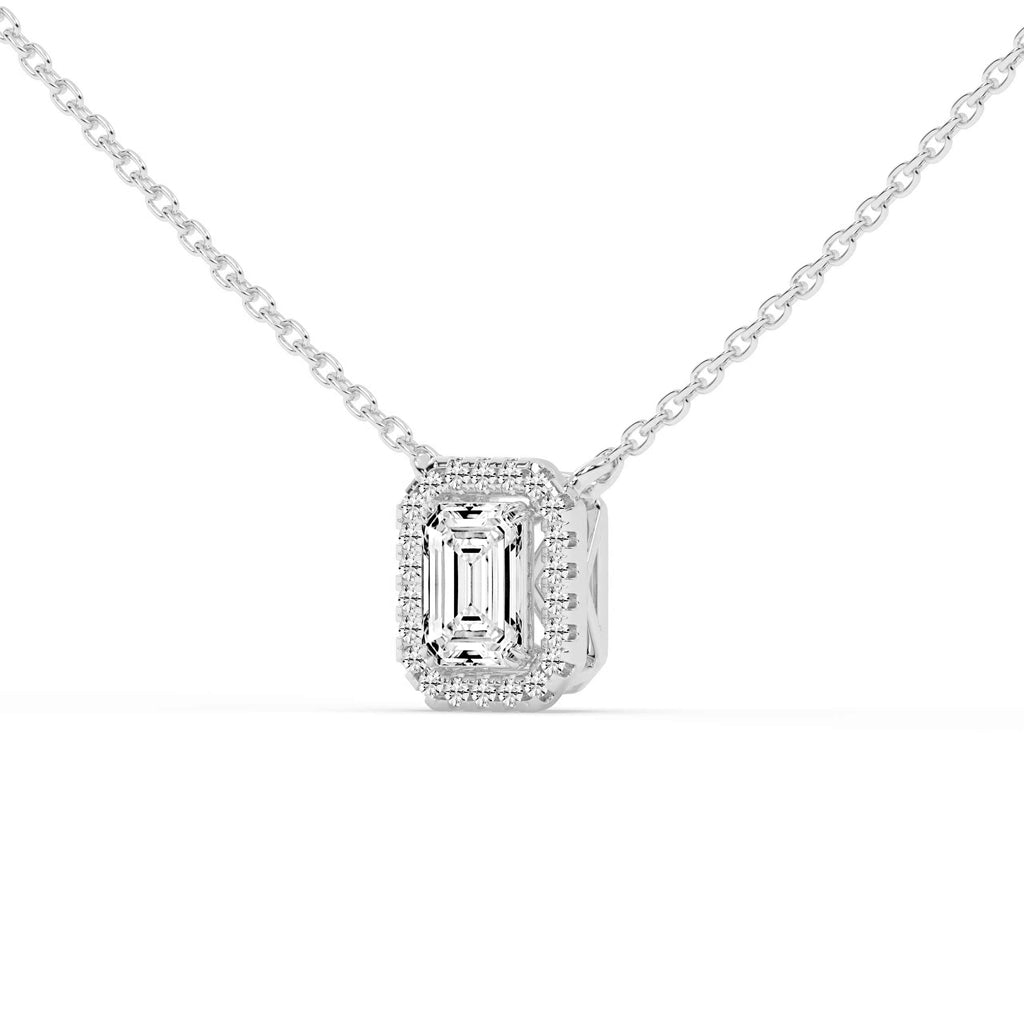 Lunara Emerald Cut Halo Lab Diamond Pendant