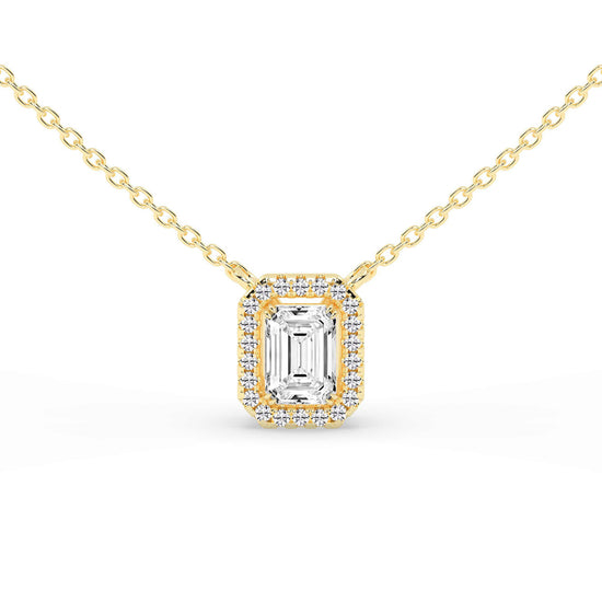 Lunara Emerald Cut Halo Lab Diamond Pendant