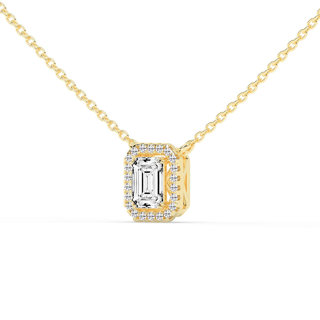 Lunara Emerald Cut Halo Lab Diamond Pendant