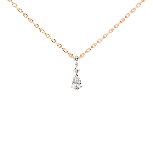 Miora Three Stone Pear Cut Delicate Lab Diamond Pendant