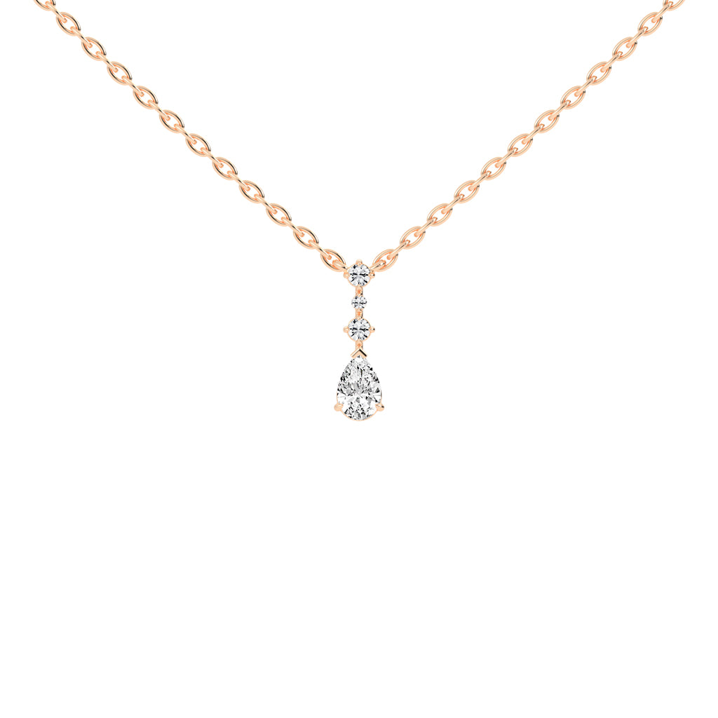 Miora Three Stone Pear Cut Delicate Lab Diamond Pendant