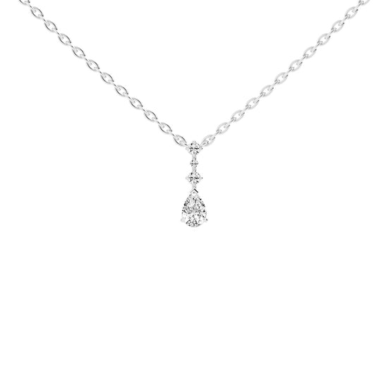 Miora Three Stone Pear Cut Delicate Lab Diamond Pendant