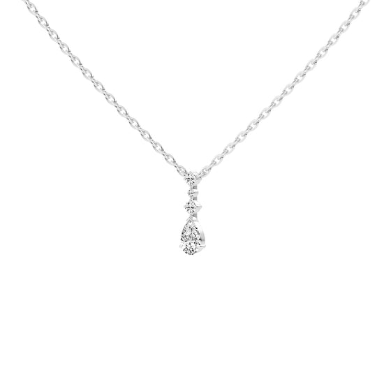 Miora Three Stone Pear Cut Delicate Lab Diamond Pendant