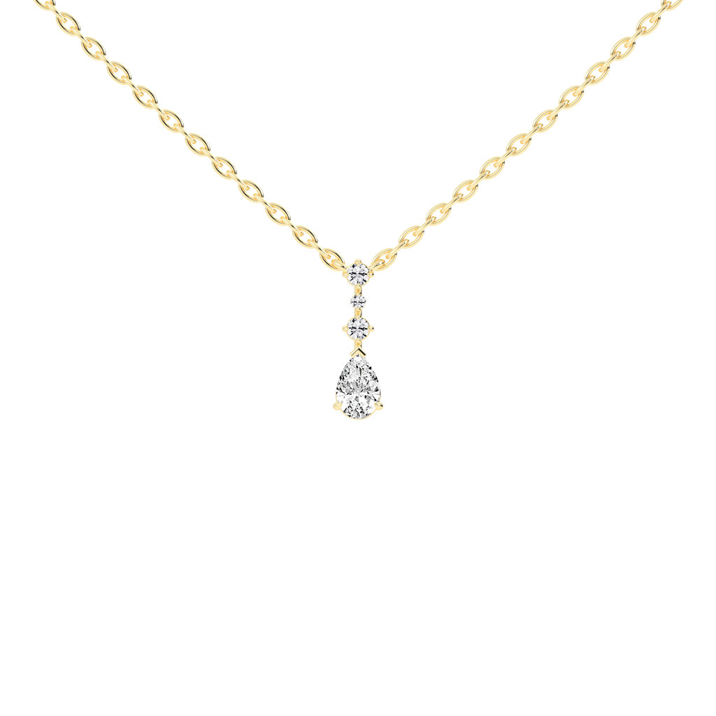 Miora Three Stone Pear Cut Delicate Lab Diamond Pendant