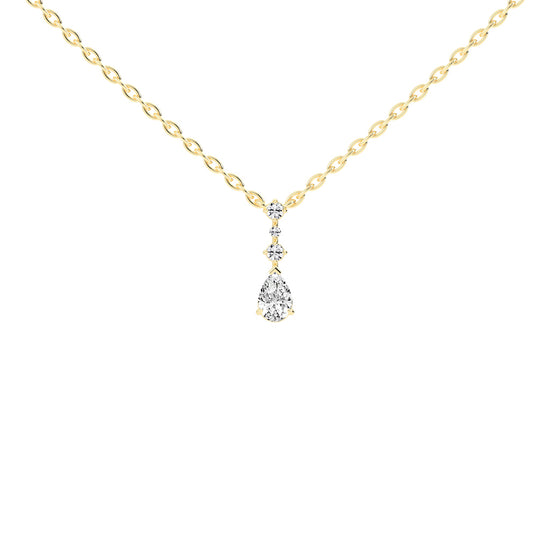 Miora Three Stone Pear Cut Delicate Lab Diamond Pendant