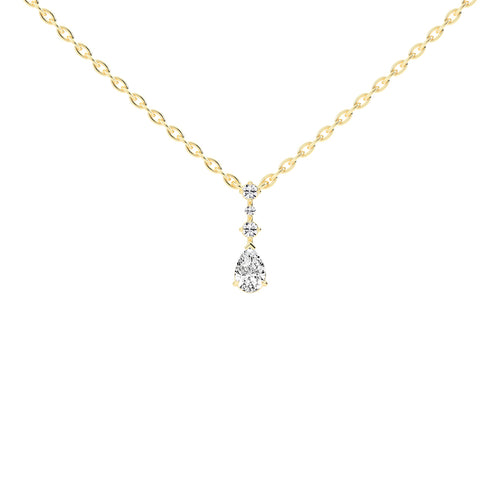 Miora Three Stone Pear Cut Delicate Lab Diamond Pendant