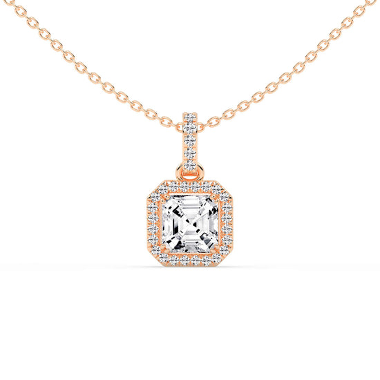 Jasmin Asscher Cut Halo Lab Diamond Pendant