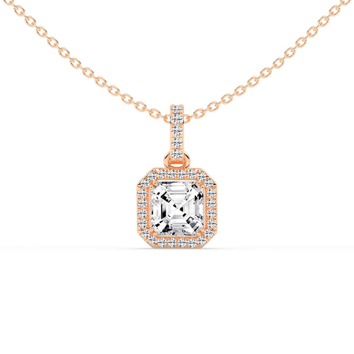 Jasmin Asscher Cut Halo Lab Diamond Pendant