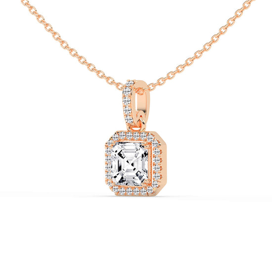 Jasmin Asscher Cut Halo Lab Diamond Pendant