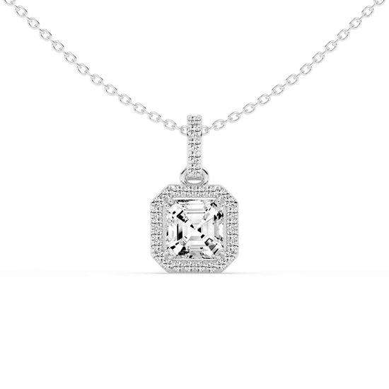 Jasmin Asscher Cut Halo Lab Diamond Pendant