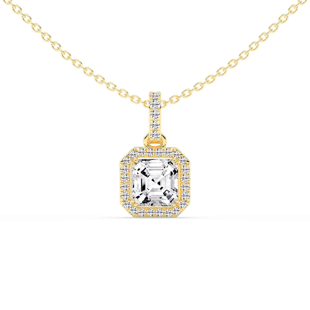 Jasmin Asscher Cut Halo Lab Diamond Pendant