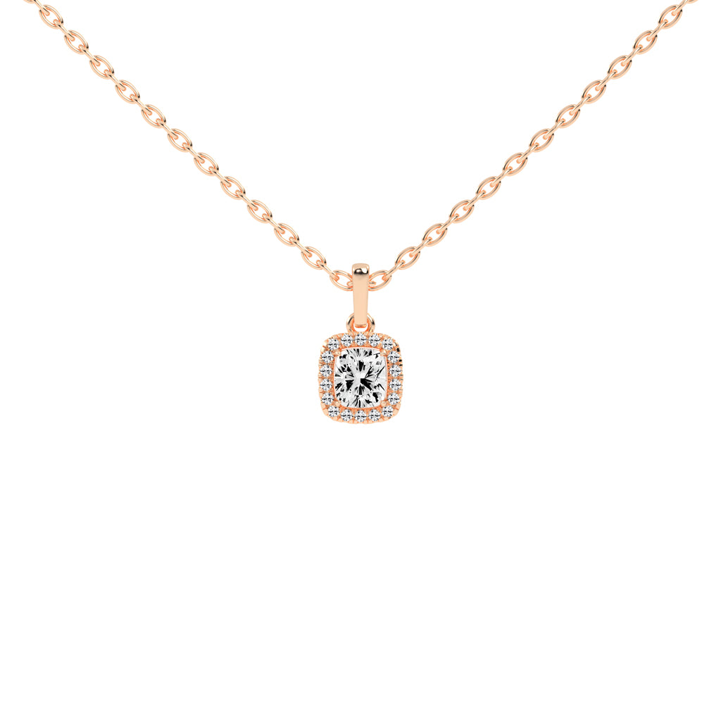 Fina Cushion Cut Halo Lab Diamond Pendant