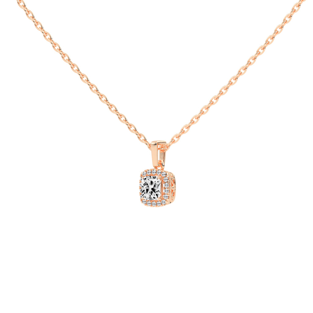 Fina Cushion Cut Halo Lab Diamond Pendant