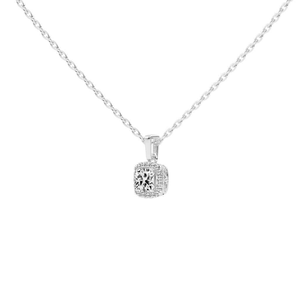 Fina Cushion Cut Halo Lab Diamond Pendant