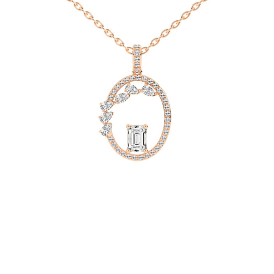 Tessa Geometric emerald cut fancy lab diamond Pendant