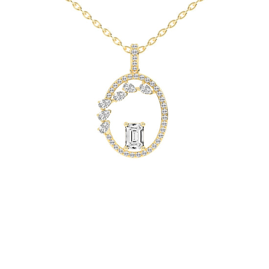 Tessa Geometric emerald cut fancy lab diamond Pendant