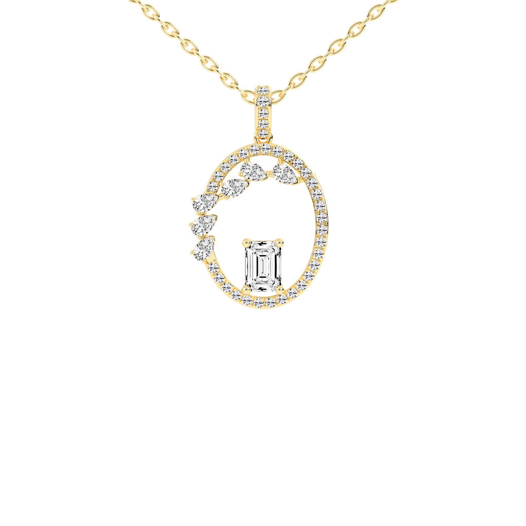 Tessa Geometric emerald cut fancy lab diamond Pendant