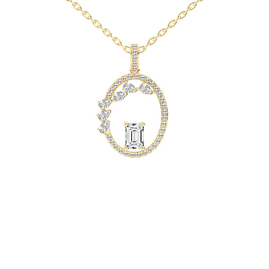 Tessa Geometric emerald cut fancy lab diamond Pendant