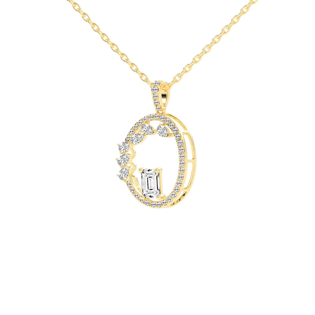 Tessa Geometric emerald cut fancy lab diamond Pendant