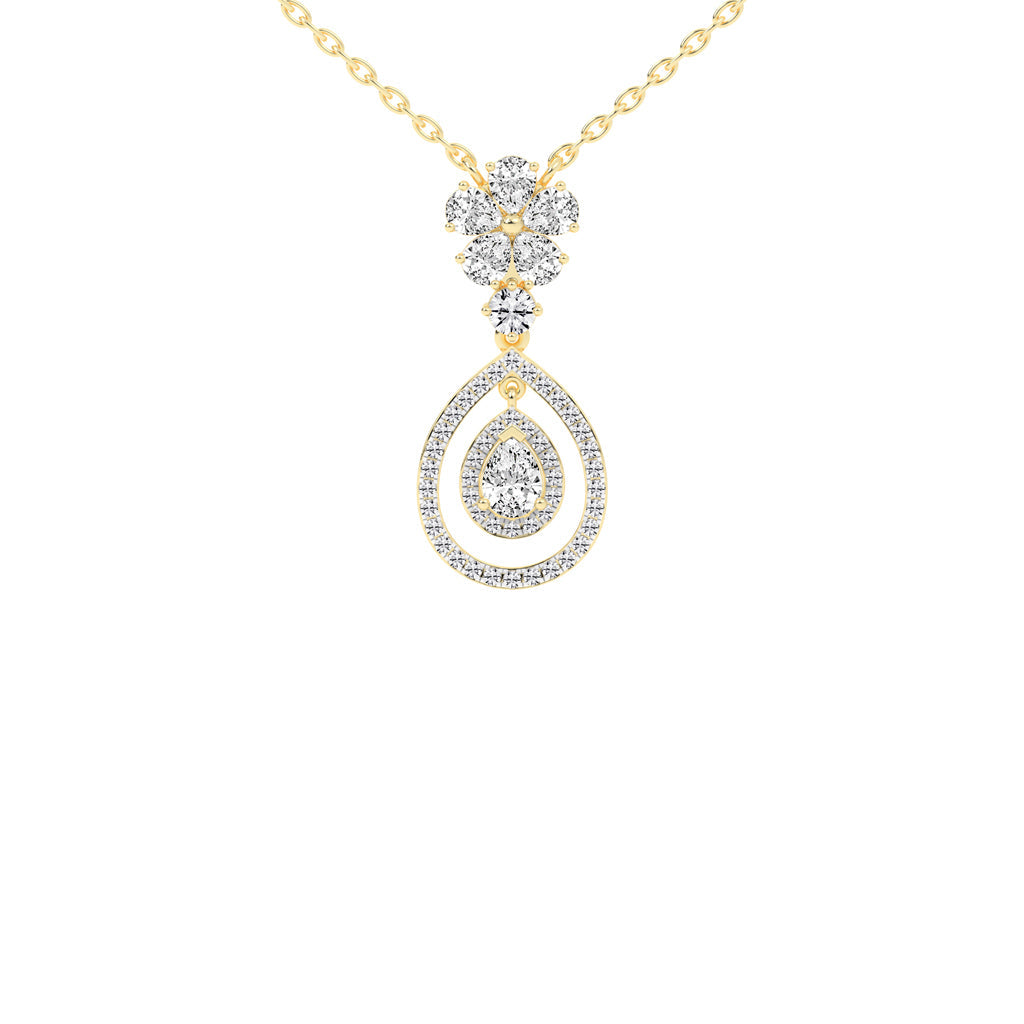 Prisma pear cut Double halo lab diamond Pendant
