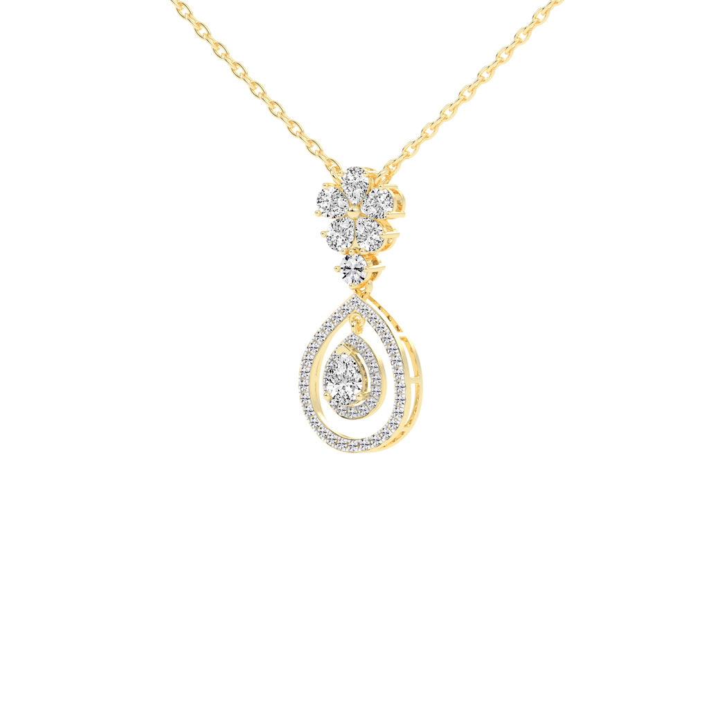 Prisma pear cut Double halo lab diamond Pendant