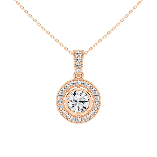 Bellina Bezel round cut Halo lab diamond Pendant
