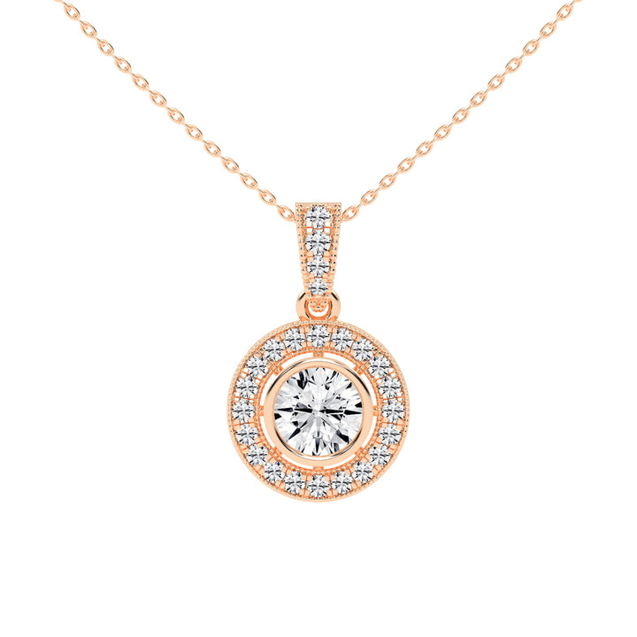 Bellina Bezel round cut Halo lab diamond Pendant