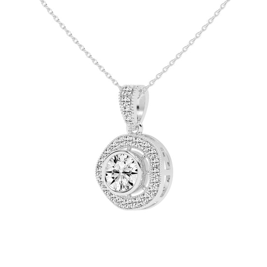 Bellina Bezel round cut Halo lab diamond Pendant