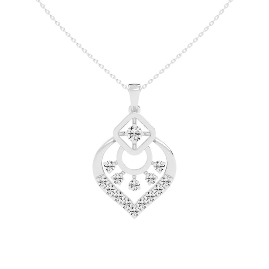 Tessara Geometric round cut casual lab diamond Pendant
