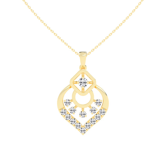 Tessara Geometric round cut casual lab diamond Pendant