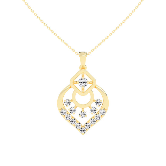 Tessara Geometric round cut casual lab diamond Pendant