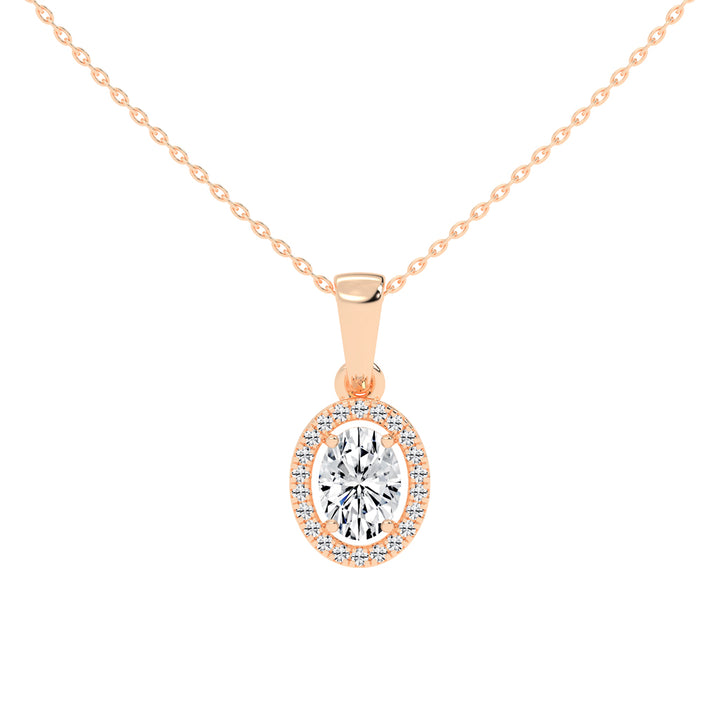 Zerina four prong Oval cut halo lab diamond Pendant