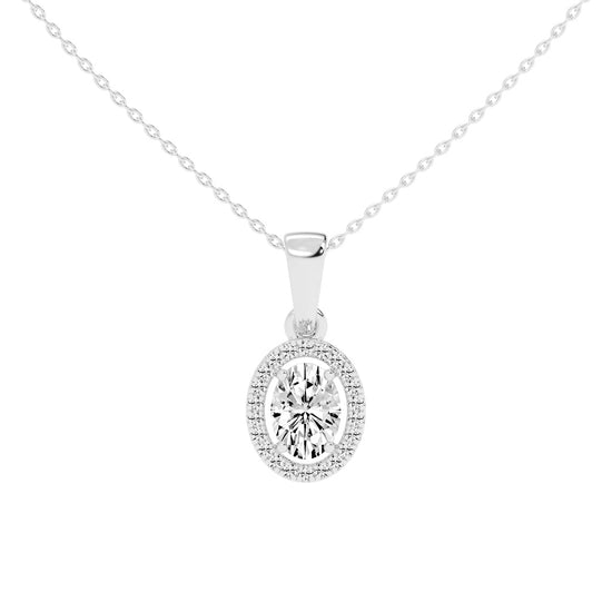 Zerina four prong Oval cut halo lab diamond Pendant
