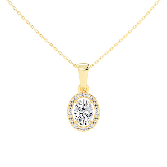 Zerina four prong Oval cut halo lab diamond Pendant
