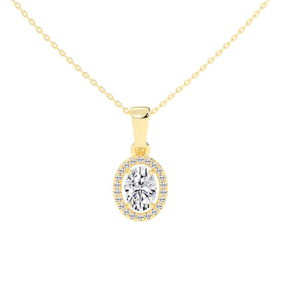 Zerina four prong Oval cut halo lab diamond Pendant