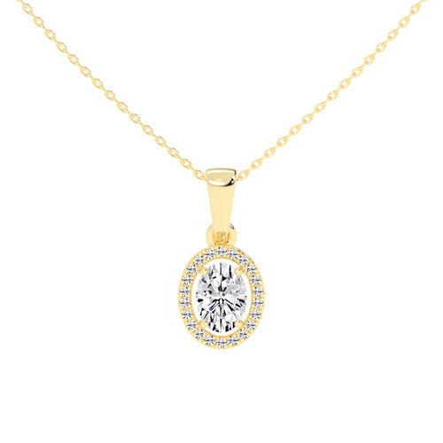 Zerina four prong Oval cut halo lab diamond Pendant