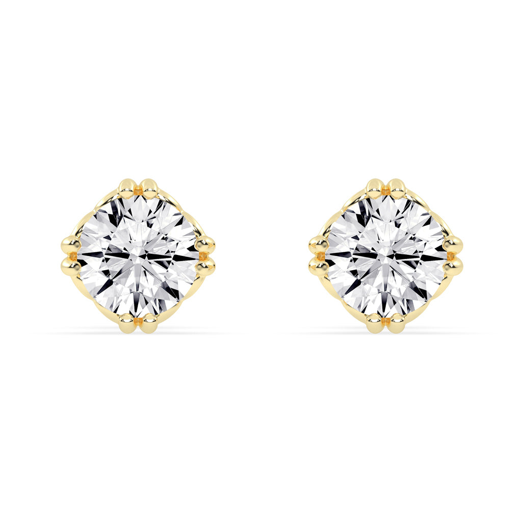 Regal Crown-Set Solitaire 925 Silver 18k Gold Plated Statement Stud Earrings