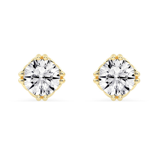 Regal Crown-Set Solitaire 925 Silver 18k Gold Plated Statement Stud Earrings