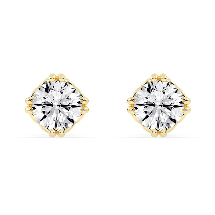 Regal Crown-Set Solitaire 925 Silver 18k Gold Plated Statement Stud Earrings